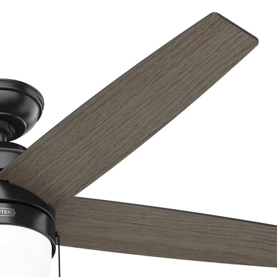 52 inch Bardot Matte Black Ceiling Fan with LED Light Kit and Pull Chain