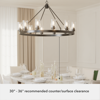 Hartland 44-inch 12-light Noble Bronze Chandelier with Seeded Glass