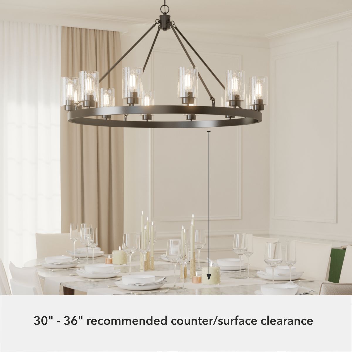 Hartland 44-inch 12-light Noble Bronze Chandelier with Seeded Glass