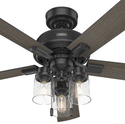 52 inch Hartland Matte Black Ceiling Fan with LED Light Kit and Pull Chain