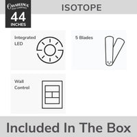 Casablanca 44 inch Isotope Matte Nickel Low Profile Ceiling Fan with LED Light Kit and Wall Control
