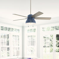 52 inch Mill Valley Indigo Blue Damp Rated Ceiling Fan with LED Light Kit and Pull Chain
