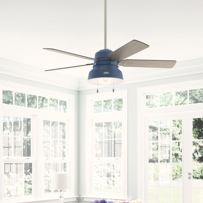 52 inch Mill Valley Indigo Blue Damp Rated Ceiling Fan with LED Light Kit and Pull Chain