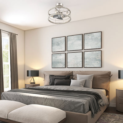 22 inch Bridgette Fandelier Brushed Nickel Ceiling Fan with Light Kit and Handheld Remote