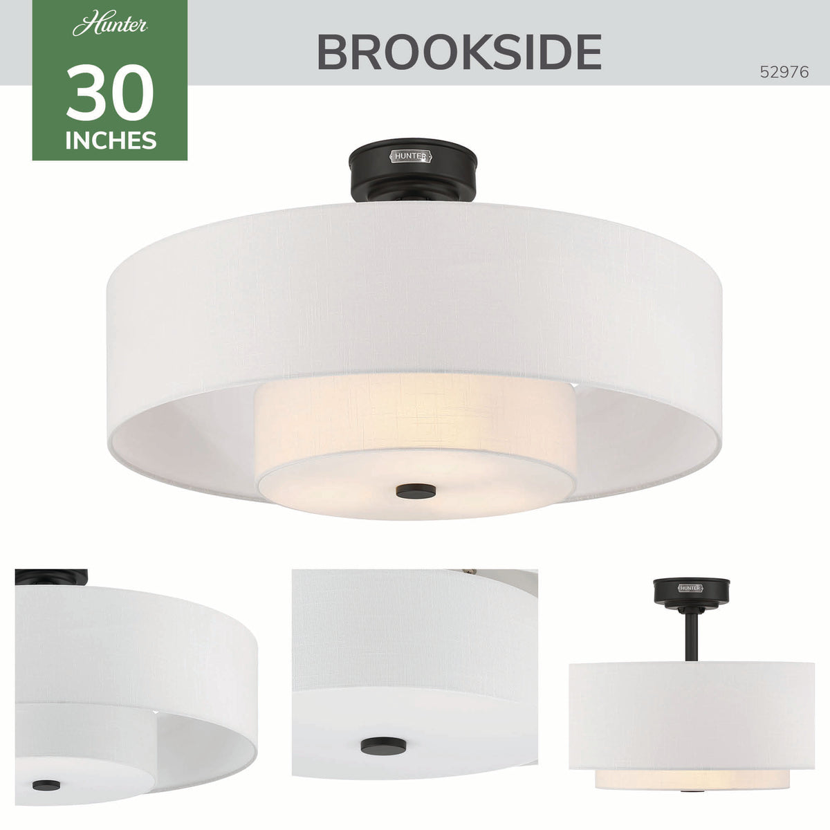 30 inch Brookside Matte Black Ceiling Fan with LED Light Kit and Handheld Remote