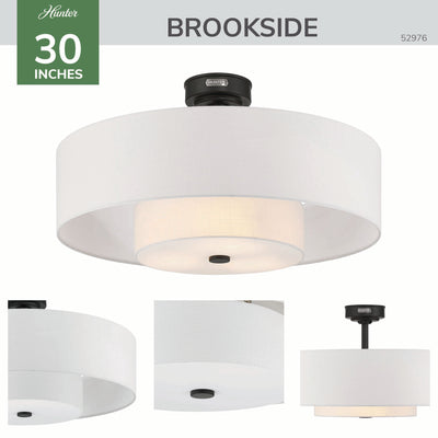 30 inch Brookside Matte Black Ceiling Fan with LED Light Kit and Handheld Remote