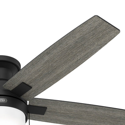 52 inch Anisten Matte Black Low Profile Ceiling Fan with LED Light Kit and Pull Chain