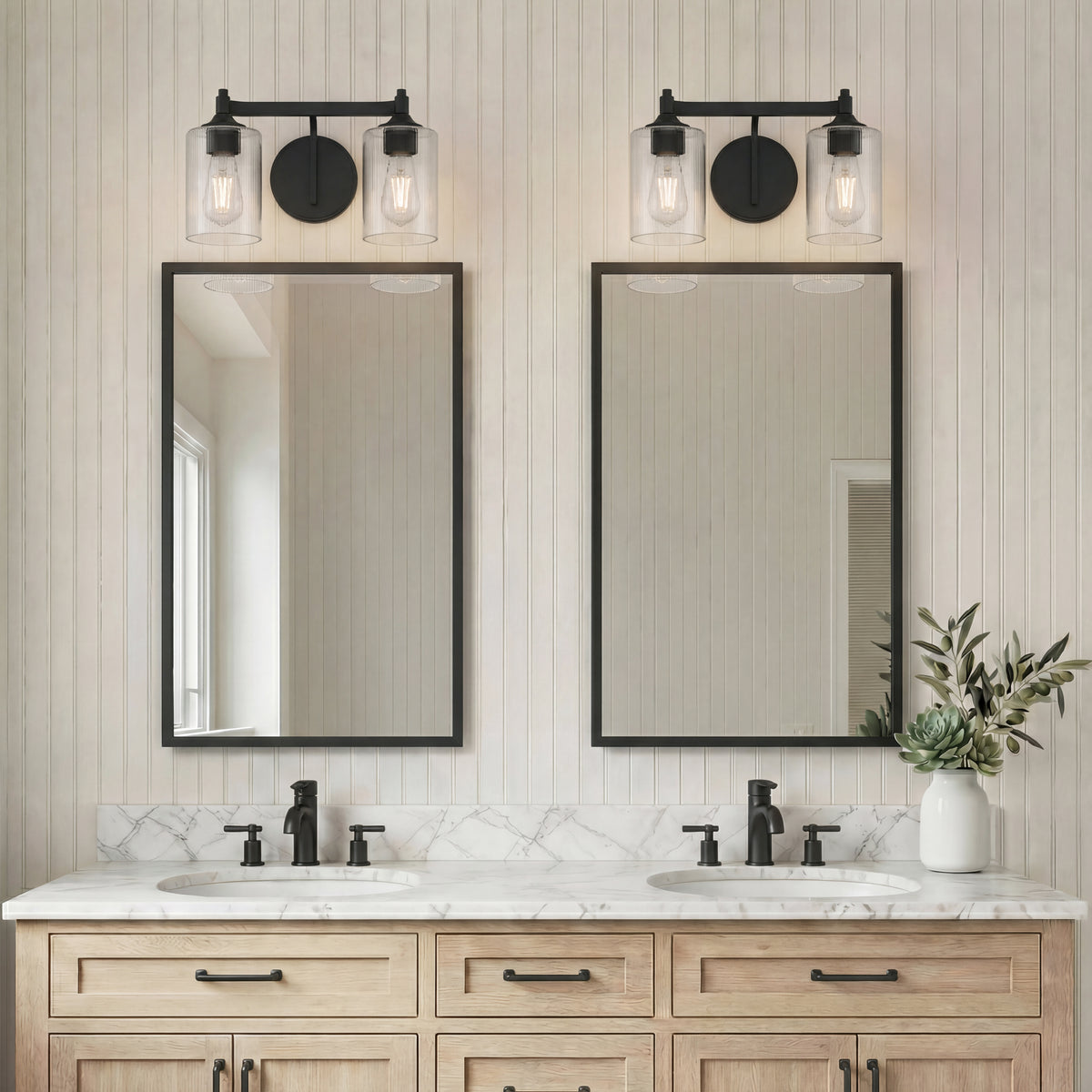 14'' Ryehouse Matte Black 2 Light Bath Vanity
