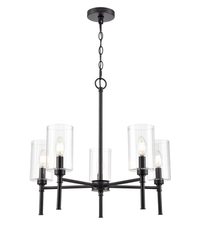 22'' Chastine Matte Black 5 Light Chandelier