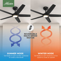 52 inch Zentech Wi-Fi ENERGY STAR® Matte Black Damp Rated Ceiling Fan with LED Light Kit and Handheld Remote