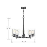 24-inch Verlana Matte Black 5-Light Clear Glass Chandelier
