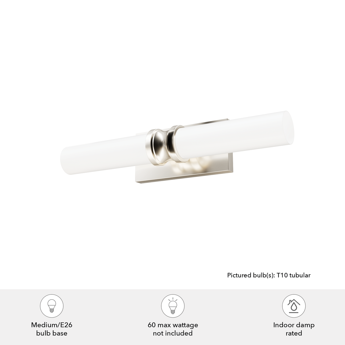 Lenlock 22-inch 2-light Brushed Nickel Vanity Light with Cased White Glass