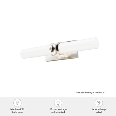 Lenlock 22-inch 2-light Brushed Nickel Vanity Light with Cased White Glass