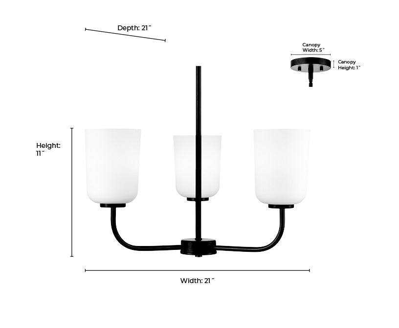 11'' Laphia Modern Gold 3 Light Chandelier