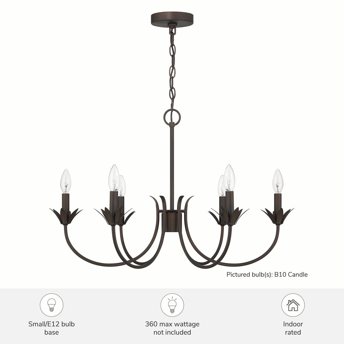 Junie Bud 28-inch 6-light Matte Bronze Chandelier