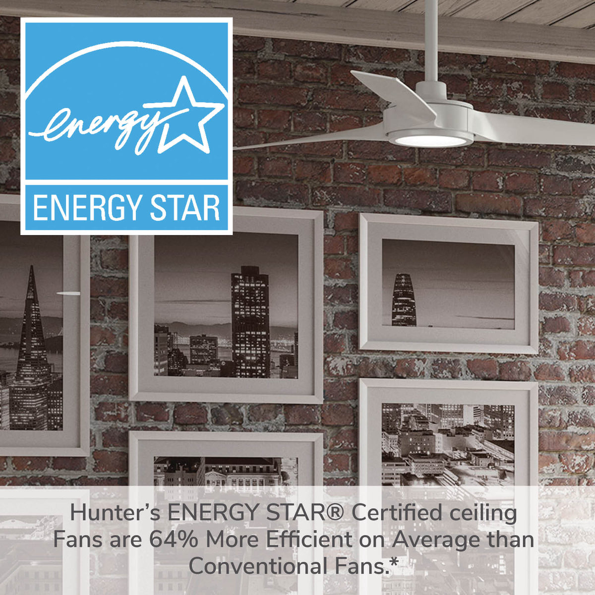 44 inch Zentech Wi-Fi ENERGY STAR® Fresh White Damp Rated Ceiling Fan with LED Light Kit and Handheld Remote