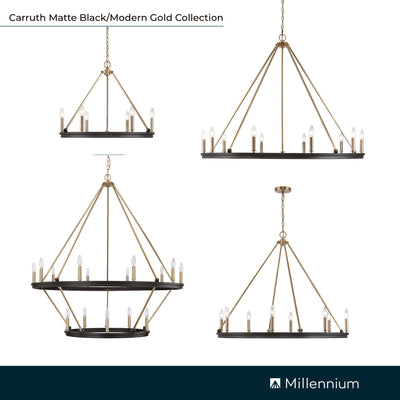 48.5'' Carruth Matte Black/Modern Gold 15 Light Chandelier