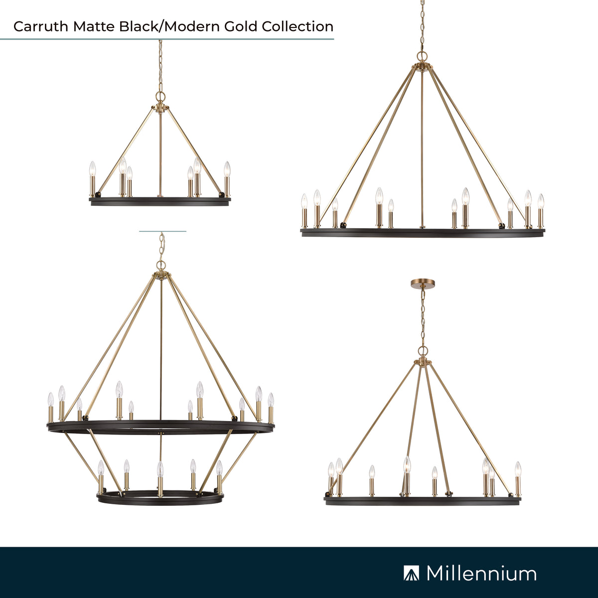 21'' Carruth Matte Black/Modern Gold 5 Light Chandelier