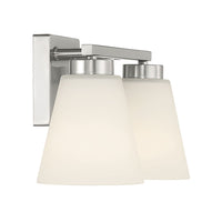 13-inch Strayhan Brushed Nickel 2-Light White Frosted Glass Bathroom Vanity Light