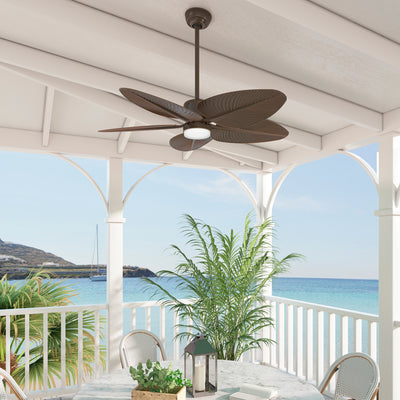 Casablanca 52 inch Coveview ENERGY STAR® Matte Bronze Damp Rated Ceiling Fan with LED Light Kit and Wall Control and Handheld Remote
