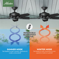 52 inch Builder Matte Black Damp Rated Ceiling Fan and Pull Chain