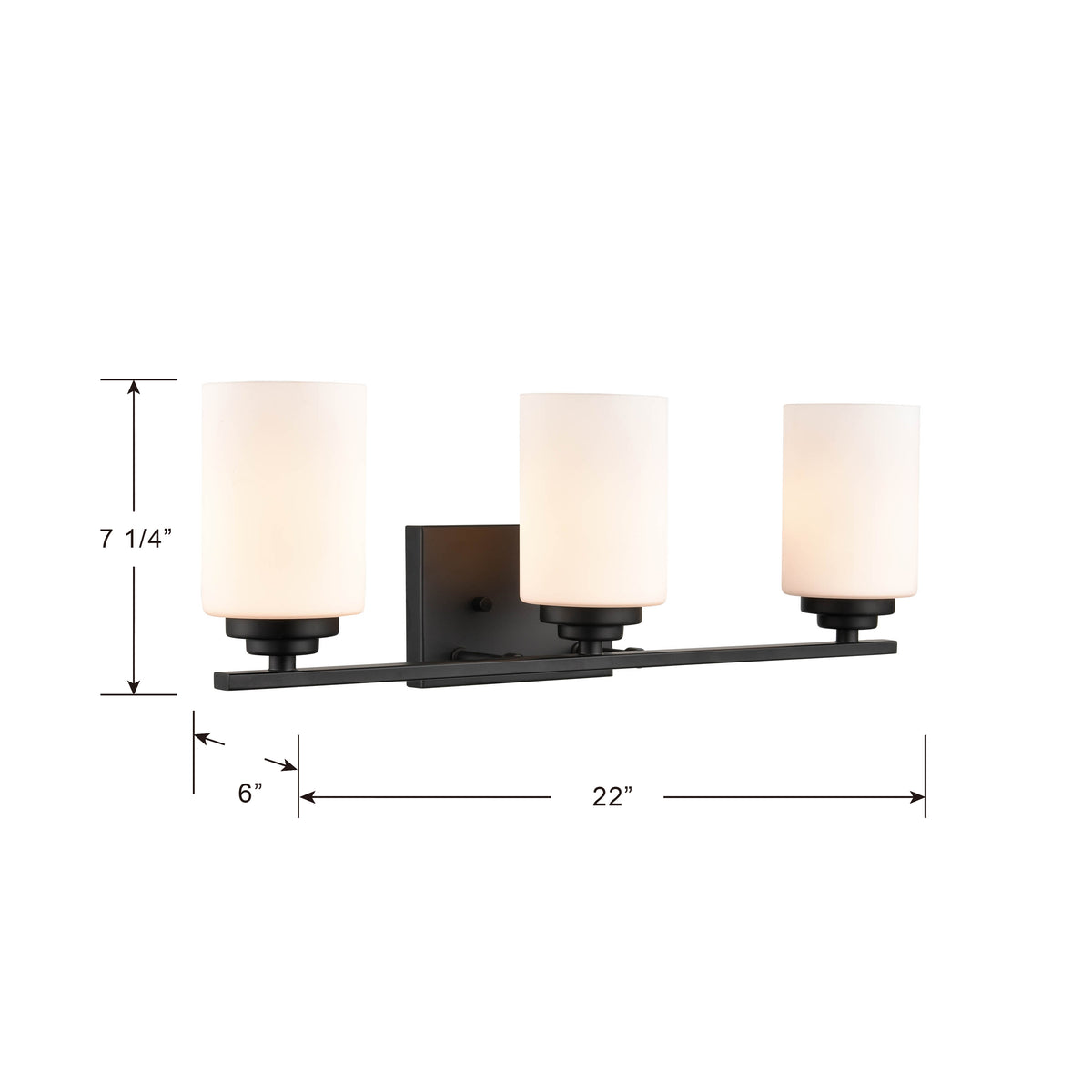 22'' Durham Matte Black 3 Light Bath Vanity