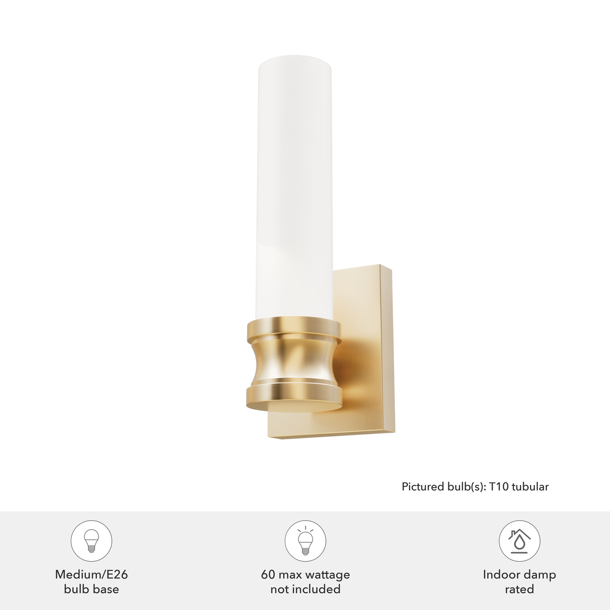 Lenlock 13-inch 1-light Alturas Gold Wall Sconce with Cased White Glass
