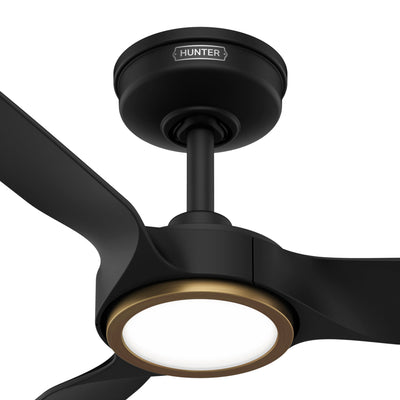 44 inch Zentech Wi-Fi ENERGY STAR® Matte Black Damp Rated Ceiling Fan with LED Light Kit and Handheld Remote