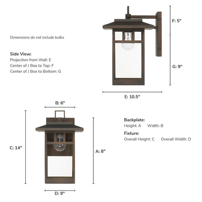 Yancy House 14-inch 1-light Matte Bronze Outdoor Wall Light with Clear Glass