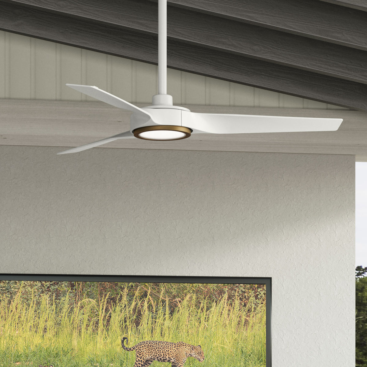 44 inch Zentech Wi-Fi ENERGY STAR® Fresh White Damp Rated Ceiling Fan with LED Light Kit and Handheld Remote