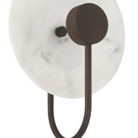 Amara Crest 8-inch 1-light Matte Bronze and Cast Alabaster LED Wall Sconce with Cast Alabaster Resin Shade