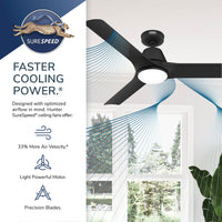 52 inch Aeronaut  Wi-Fi ENERGY STAR® Matte Black Damp Rated Ceiling Fan with LED Light Kit and Handheld Remote