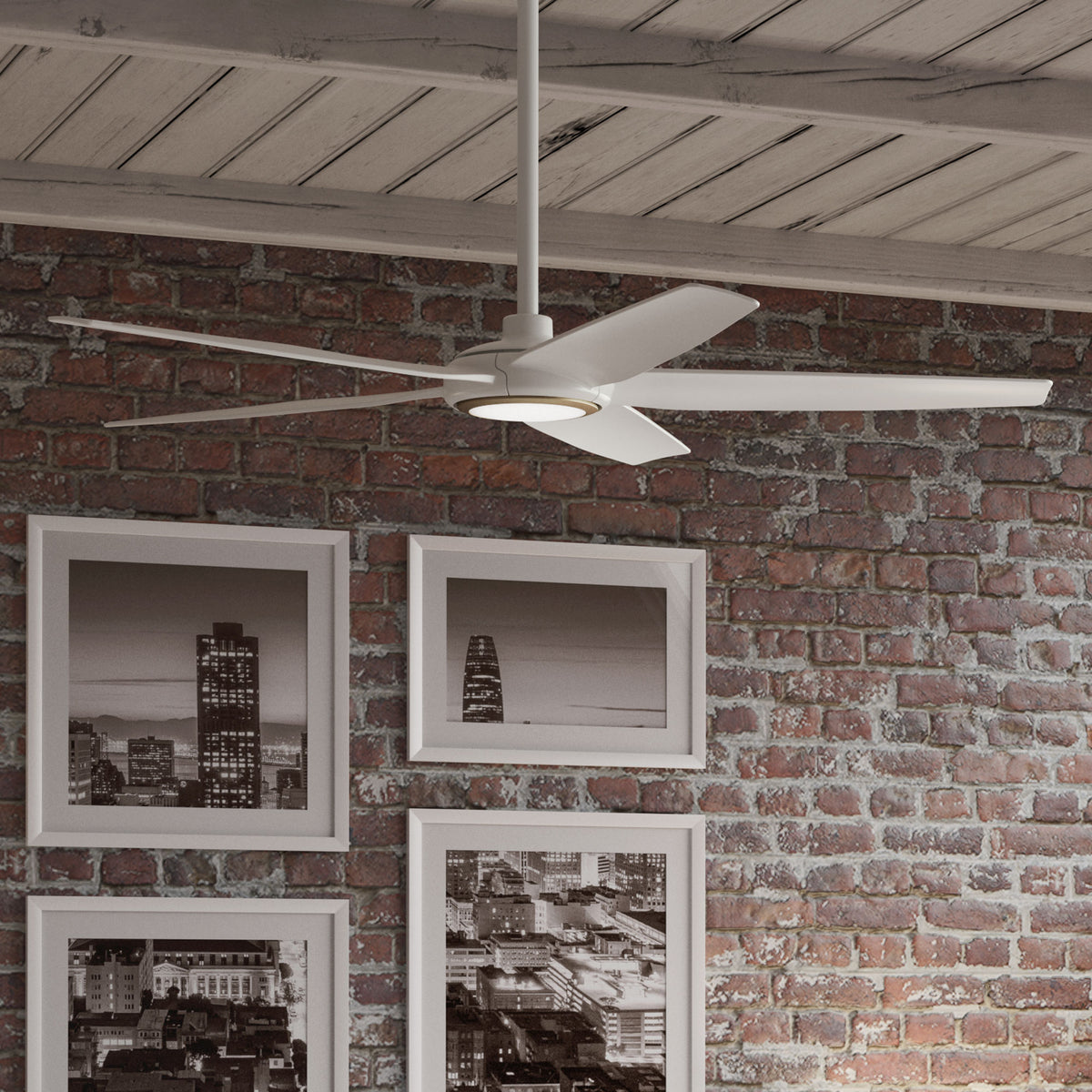 52 inch Zentech Wi-Fi ENERGY STAR® Fresh White Damp Rated Ceiling Fan with LED Light Kit and Handheld Remote