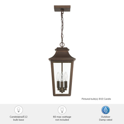 Spring Cove 17-inch 3-light Matte Bronze Outdoor Lantern Pendant Light with Clear Glass