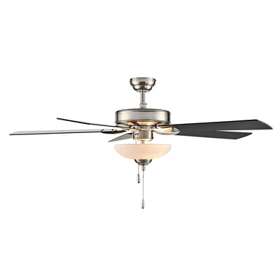 52 Inch Galeson AC Brushed Nickel Indoor Ceiling Fan 5-Blade 2 Lights Reversible