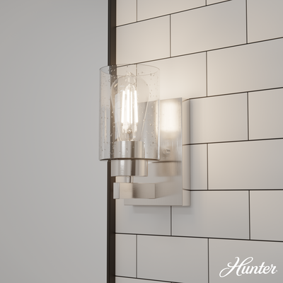 Hartland 9-inch 1-light Brushed Nickel Wall Sconce with Seeded Glass