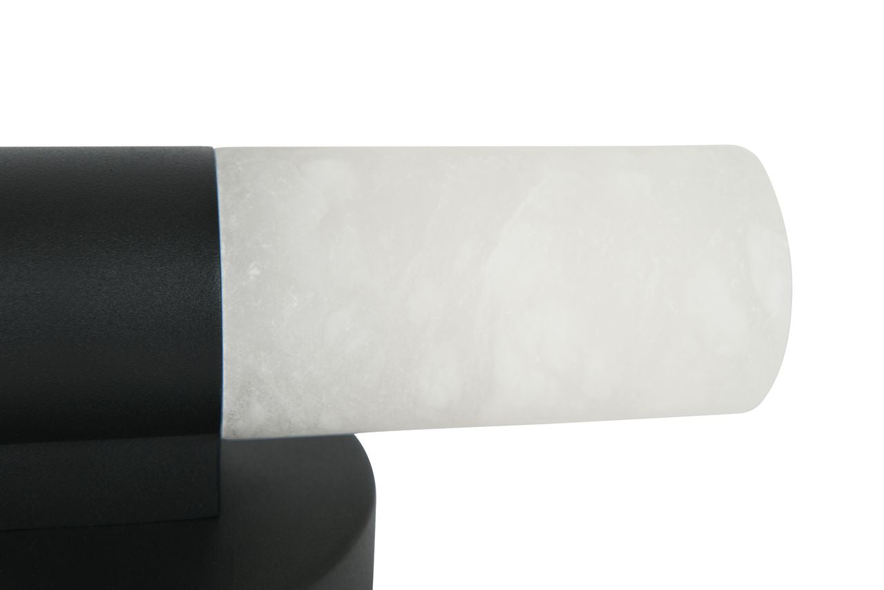 Luella 2 Light Black Wall Sconce with Alabaster Shades