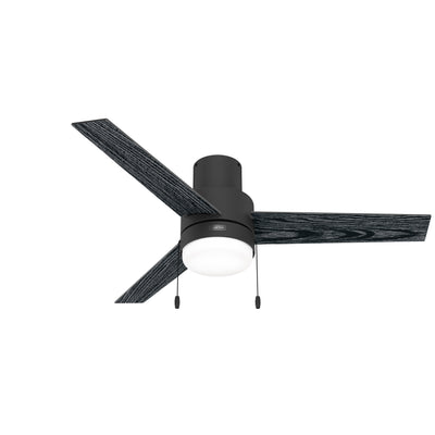 52 inch Brunner Matte Black Low Profile Ceiling Fan with LED Light Kit and Pull Chain