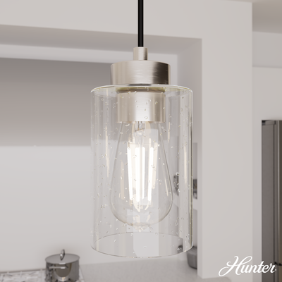 Hartland 26.75-inch 3-light Brushed Nickel Linear Pendant Cluster with Seeded Glass