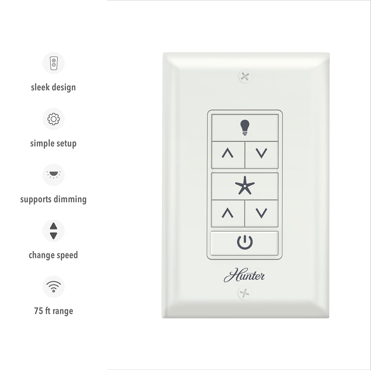 Hunter Universal Fan-Light Wall Control (Receiver Not Included)