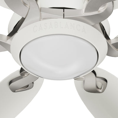 Casablanca 60 inch Azalea ENERGY STAR® Fresh White Damp Rated Ceiling Fan with LED Light Kit and Wall Control and Handheld Remote