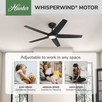 52 inch Zentech Wi-Fi ENERGY STAR® Matte Black Damp Rated Ceiling Fan with LED Light Kit and Handheld Remote