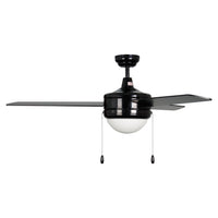 50 Inch Contempo AC Black Indoor Ceiling Fan 3-Blade 2 Lights Reversible