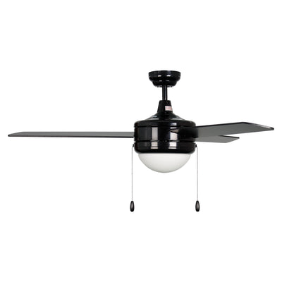 50 Inch Contempo AC Black Indoor Ceiling Fan 3-Blade 2 Lights Reversible