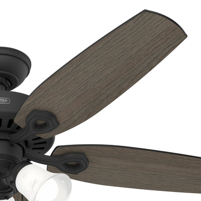 52 inch Builder Matte Black Ceiling Fan with LED Light Kit and Pull Chain