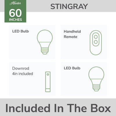 Casablanca 60 inch Stingray ENERGY STAR® Granite Damp Rated Ceiling Fan with LED Light Kit and Handheld Remote