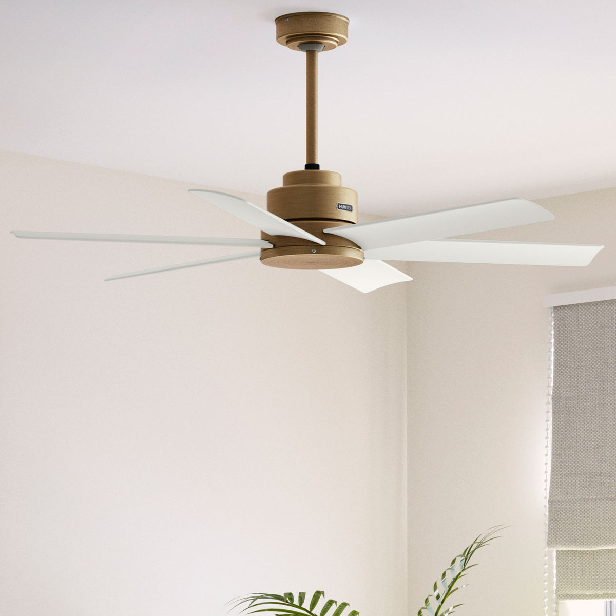 52 inch Kennicott Luxe Gold Damp Rated Ceiling Fan and Wall Control
