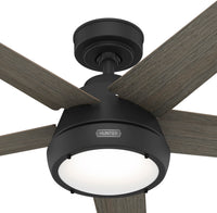 52 inch Burroughs Matte Black Ceiling Fan with LED Light Kit and Handheld Remote