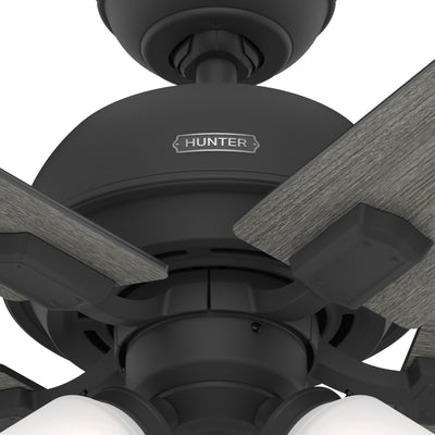 44 inch Crystal Peak Matte Black Ceiling Fan with LED Light Kit and Pull Chain