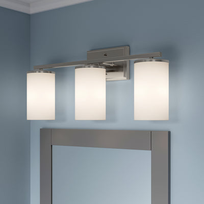 22-inch Verlana Brushed Nickel 3-Light Etched White Glass Bathroom Vanity Light